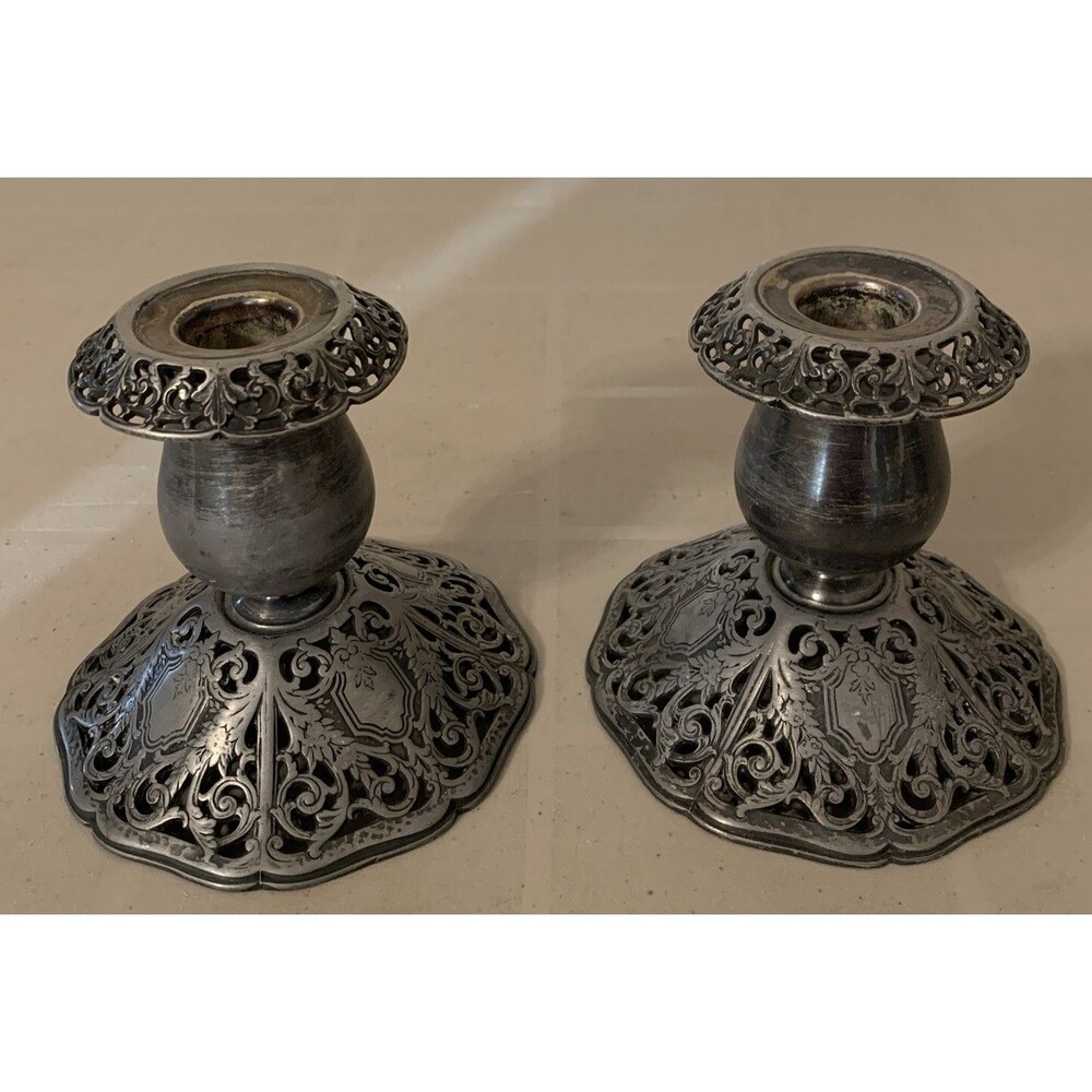 Vintage Victorian pair single candle holder patent No#72883